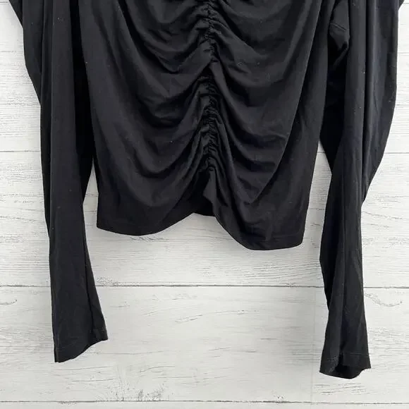 Frame Black Agnes Ruched Knit Long Sleeve Top Size L - Picture 5 of 8